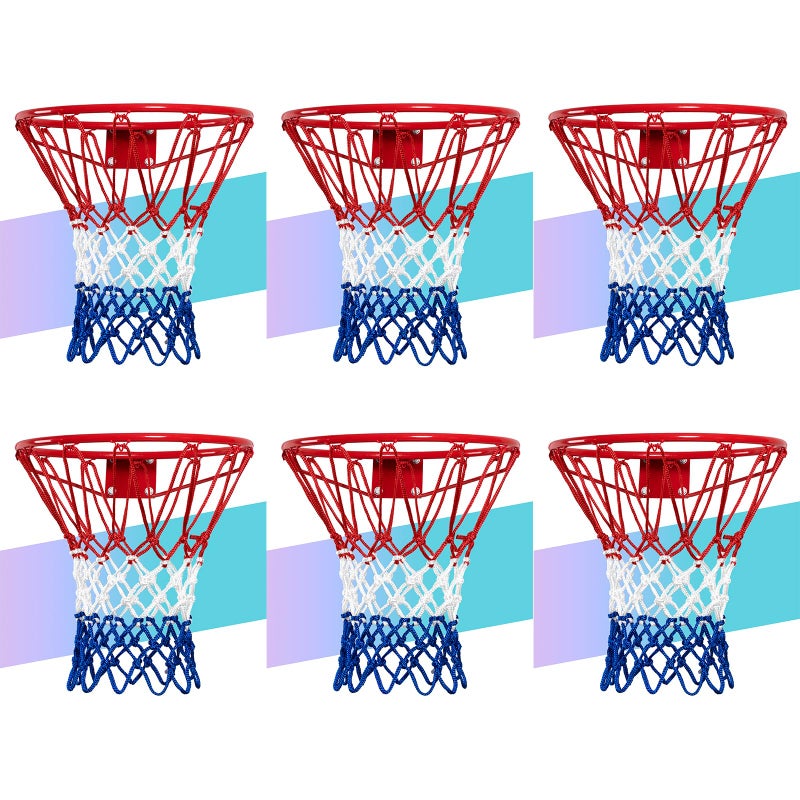 NEIJIANG Basketball Net Replacement,2023 Upgrade Thick Professional Basketball Nets Heavy Duty Outdoor,All Weather Anti Whip Color Never Fade -12 Loops(Red White Blue) - Image 1